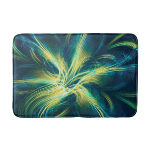 Tapete De Banheiro Paleta Azul Flor Fractal Bath Mat