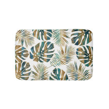 Palha, folhas tropicais com padrão dourado, pincel