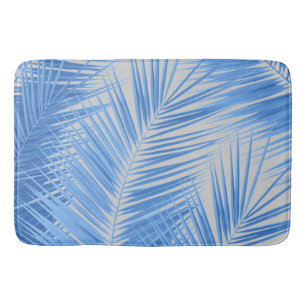 Tapete De Banheiro Palma de Cinza de Prata Azul Deixa o Sonho #1a