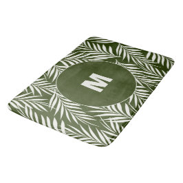 Tapete De Banheiro Palma Elegante Deixa Verde Escuro Monograma