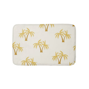 Tapete De Banheiro Palmeiras Douradas: Têxtil Tropical.