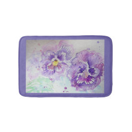 Tapete De Banheiro Pansy Watercolor Pansies floral Bath Mat