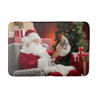 Tapete De Banheiro Papai Noel checando sua lista Bath Mat