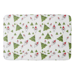 Tapete De Banheiro Papai Noel e Árvores de Natal