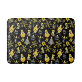 Tapete De Banheiro Papais noeis Dourados de Natal Snowman a empatar o