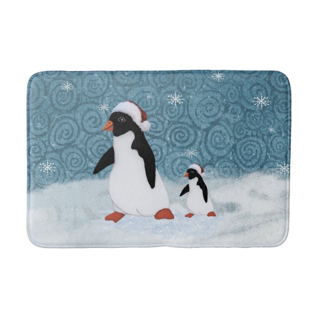 Tapete De Banheiro Papais noeis Penguins Bath Mat (Frente)