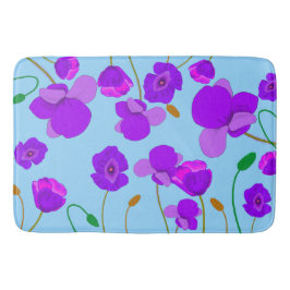 Tapete De Banheiro Papaver Poppy Lilac sobre fundo azul pálido