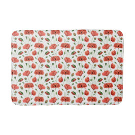 Tapete De Banheiro Papoula Vermelha Aquarela Flor Silvestre