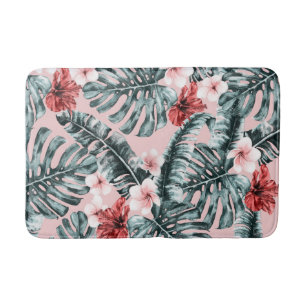 Tapete De Banheiro Paraíso Rosa Floral Botânico Ilha Tropical