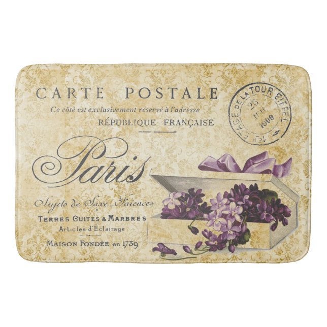 Tapete De Banheiro Paris Lilacs Carte Postale (Frente)