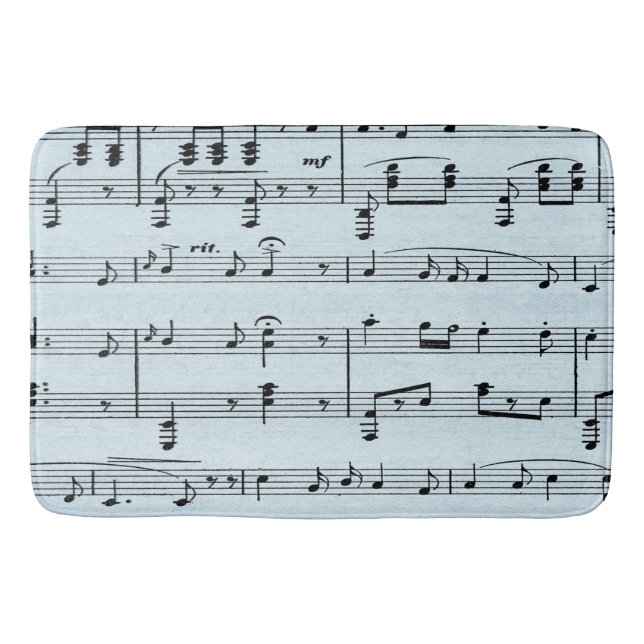 Tapete De Banheiro Partitura Azul (Frente)