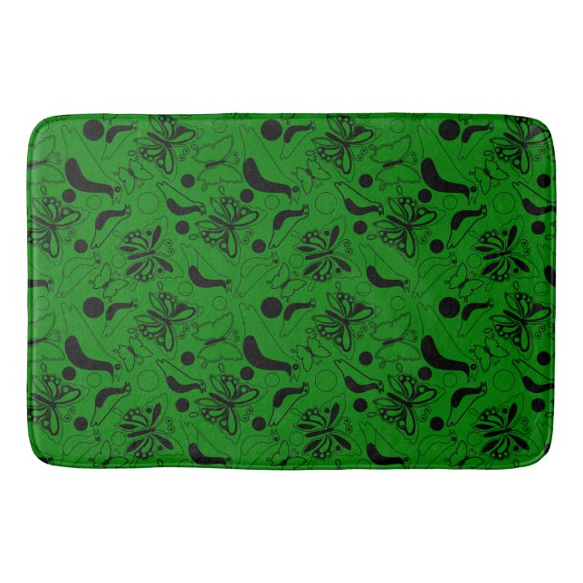 Tapete De Banheiro Pássaro da Borboleta Verde Escuro (Frente)