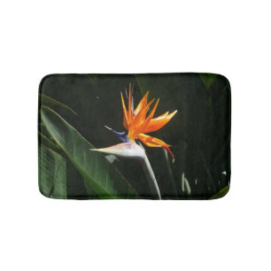 Tapete De Banheiro Pássaro da Flor Tropical Laranja do Paraíso