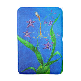 Tapete De Banheiro Pássaro Orquídeo do Havaí Feliz