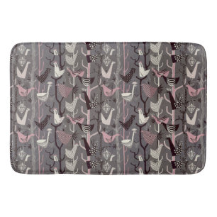 Tapete De Banheiro Pássaros MCM Galinhas Patos Pretos Cor-de-Rosa Cin