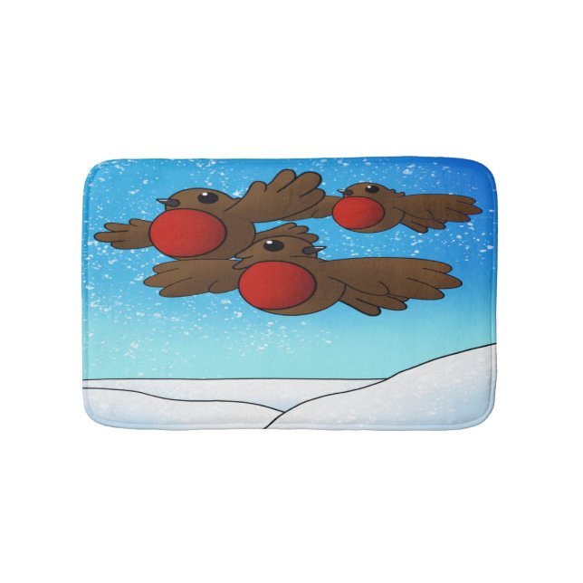 Tapete De Banheiro Pássaros Robin do Natal (frente)