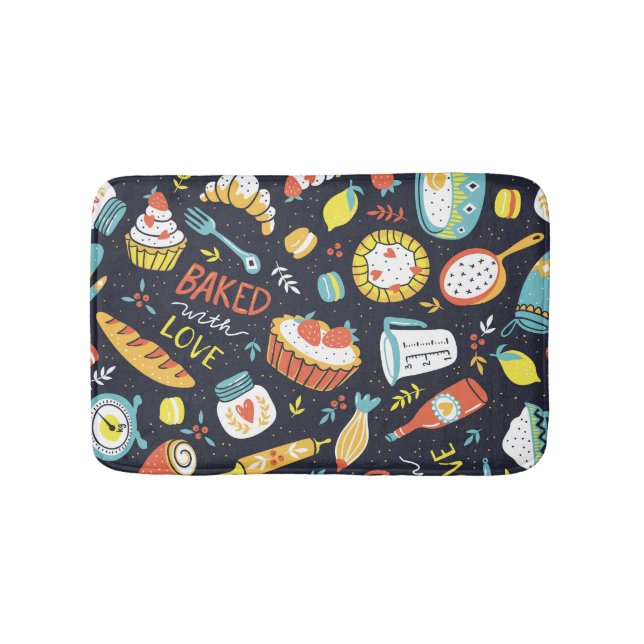 Tapete De Banheiro Pasta retrorativa, pontos, elementos florais. (frente)