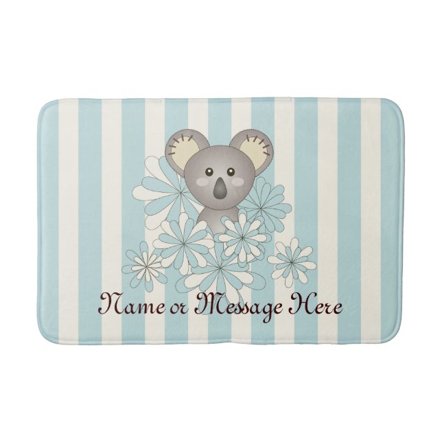 Tapete De Banheiro Pastel Blue Stripe Baby Koala Kids (Frente)