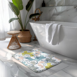 Tapete De Banheiro Pastel coloração Folhas de palma e formas orgânica