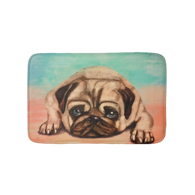 Tapete De Banheiro Pastel de cachorro de Pug (frente)