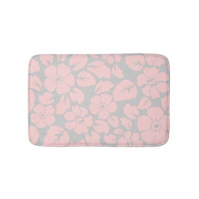 Tapete De Banheiro Pastel Pink and Grey Floral Monogram (frente)