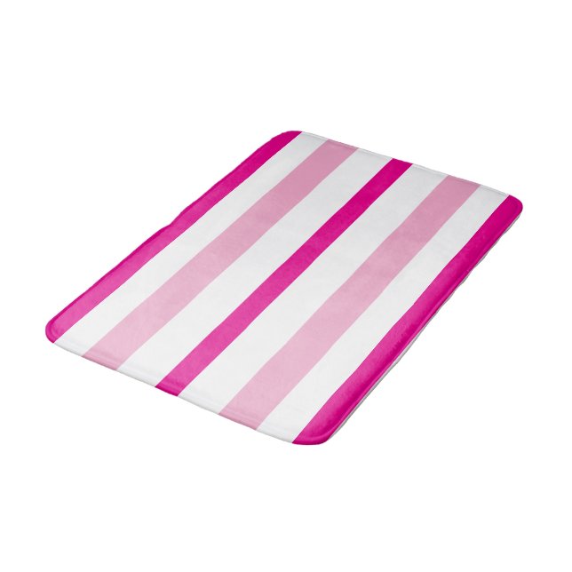 Tapete De Banheiro Pastel Pink Bright Pink White Summer Stripes (Angulado)