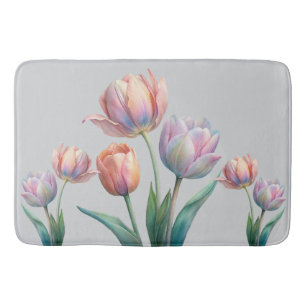 Tapete De Banheiro Pastel romântico e poético Tulipas Aquarela