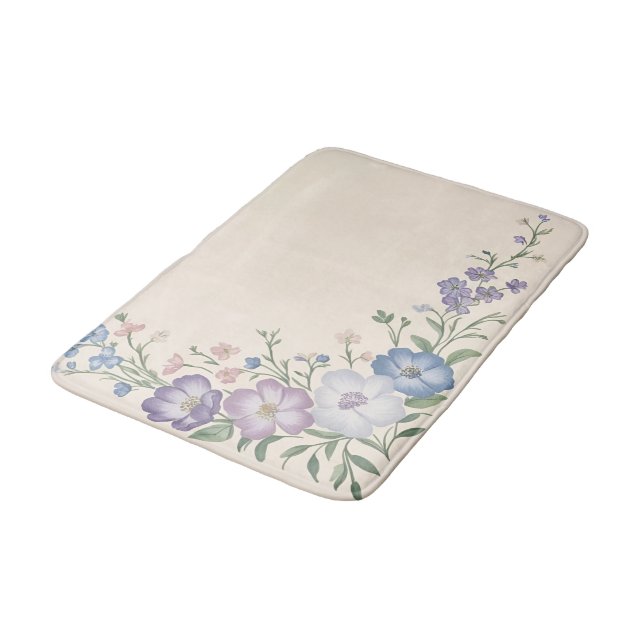 Tapete De Banheiro Pastel Roxo, Branco e Azul Impressão (Angulado)