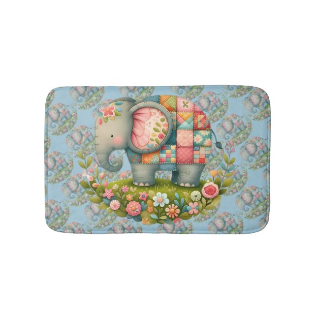Tapete De Banheiro Patchwork Elephant Floral Meadow Charm (frente)