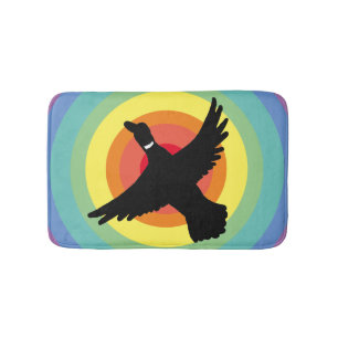 Tapete De Banheiro Pato dos Círculos Retro-Arco-Íris