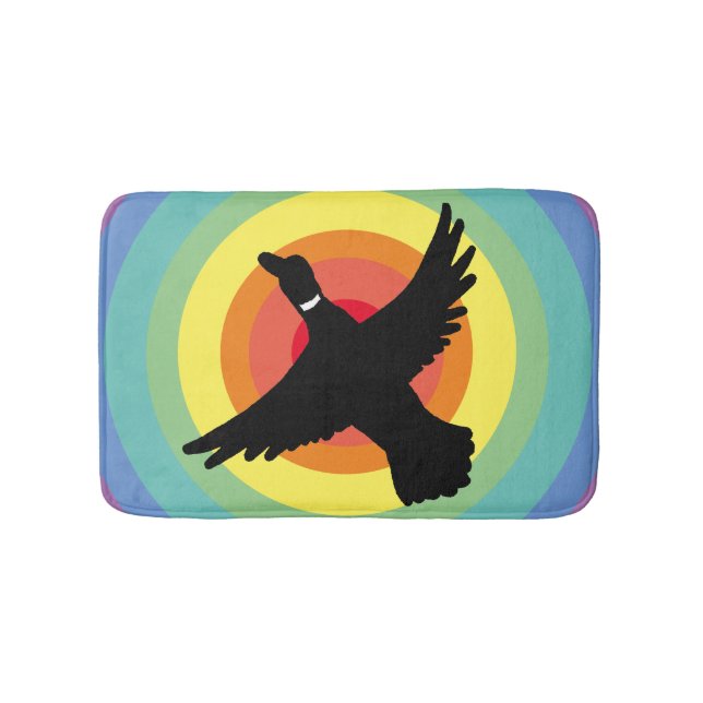 Tapete De Banheiro Pato dos Círculos Retro-Arco-Íris (frente)