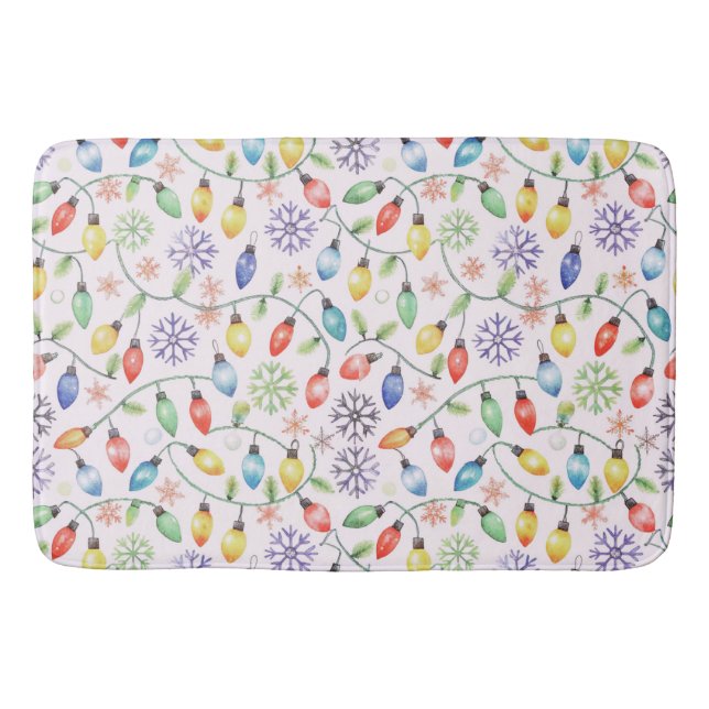 Tapete De Banheiro Pattern Retro Christmas Lights (Frente)