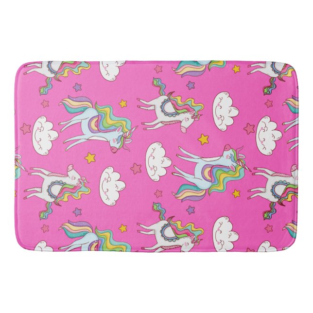 Tapete De Banheiro Patterno Funny Unicorn Cute (Frente)