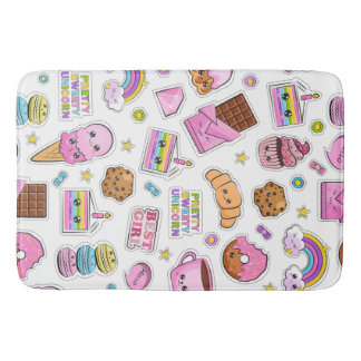 Tapete De Banheiro Patterno Funny Unicorn Magic Rainbow Cute