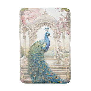 Tapete De Banheiro Pavão de jardim floral em estilo indiano vintage