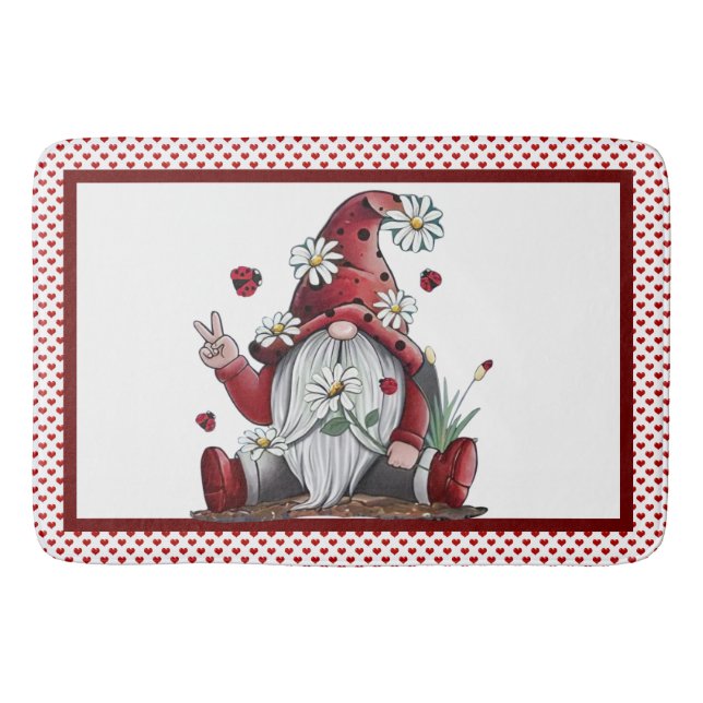 Tapete De Banheiro Paz E Amor Gnomos Bath Mat (Frente)