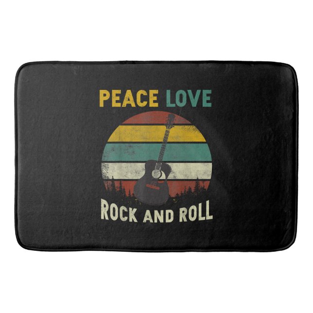 Tapete De Banheiro Peace Love & Rock & Roll Guitar Player V (Frente)
