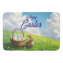 Tapete De Banheiro Peaceful Easter Spring Meadow Bunny & Egg Basket