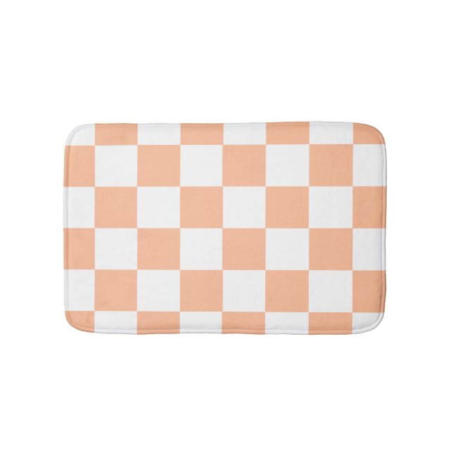 Tapete De Banheiro Peach Fuzz Verificado Padrão Gingham (frente)