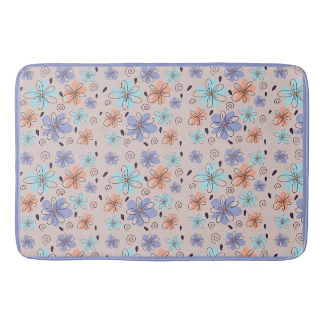 Tapete De Banheiro Peach jardim com padrão de primavera floral (Frente)