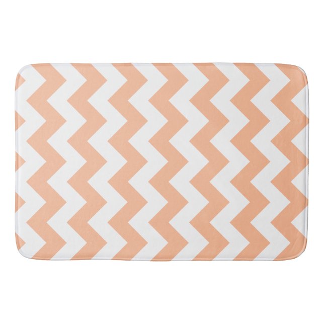 Tapete De Banheiro Peachy Orange Chevron Moderno (Frente)