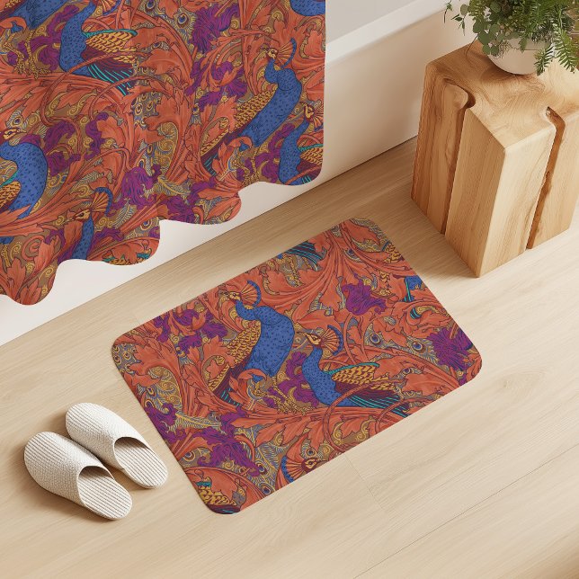 Tapete De Banheiro Peacock Garden in Cobalt Blue Purple Terracotta  (Criador carregado)