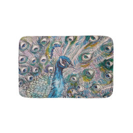 Tapete De Banheiro Peacock Watercolor Painting Bird Mat Mat