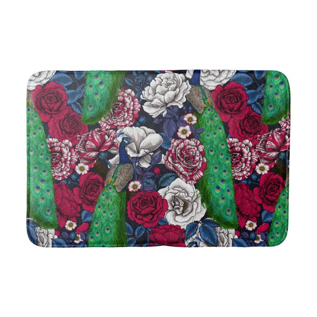 Tapete De Banheiro Peacocks no jardim da rosa (Frente)