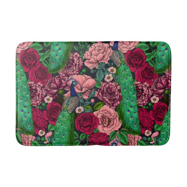 Tapete De Banheiro Peacocks no rosa 2 (Frente)