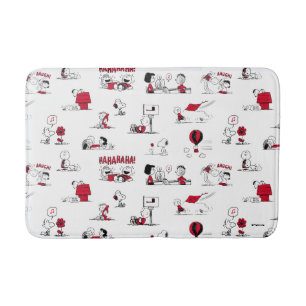 Tapete De Banheiro PEANUTS Padrão vermelho e preto