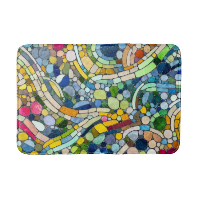 Tapete De Banheiro Pebbles - Arte Mosaica Colorida (Frente)