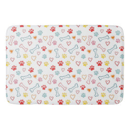 Tapete De Banheiro Peças Coloridas, Corações e Ossos