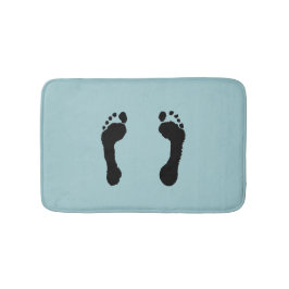 Tapete De Banheiro Pegadas Preto-Carimbadas (azuis)
