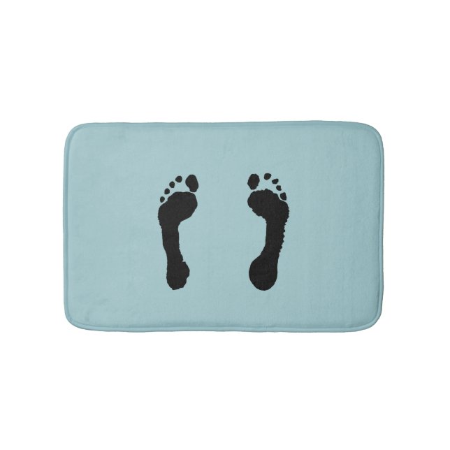 Tapete De Banheiro Pegadas Preto-Carimbadas (azuis) (frente)